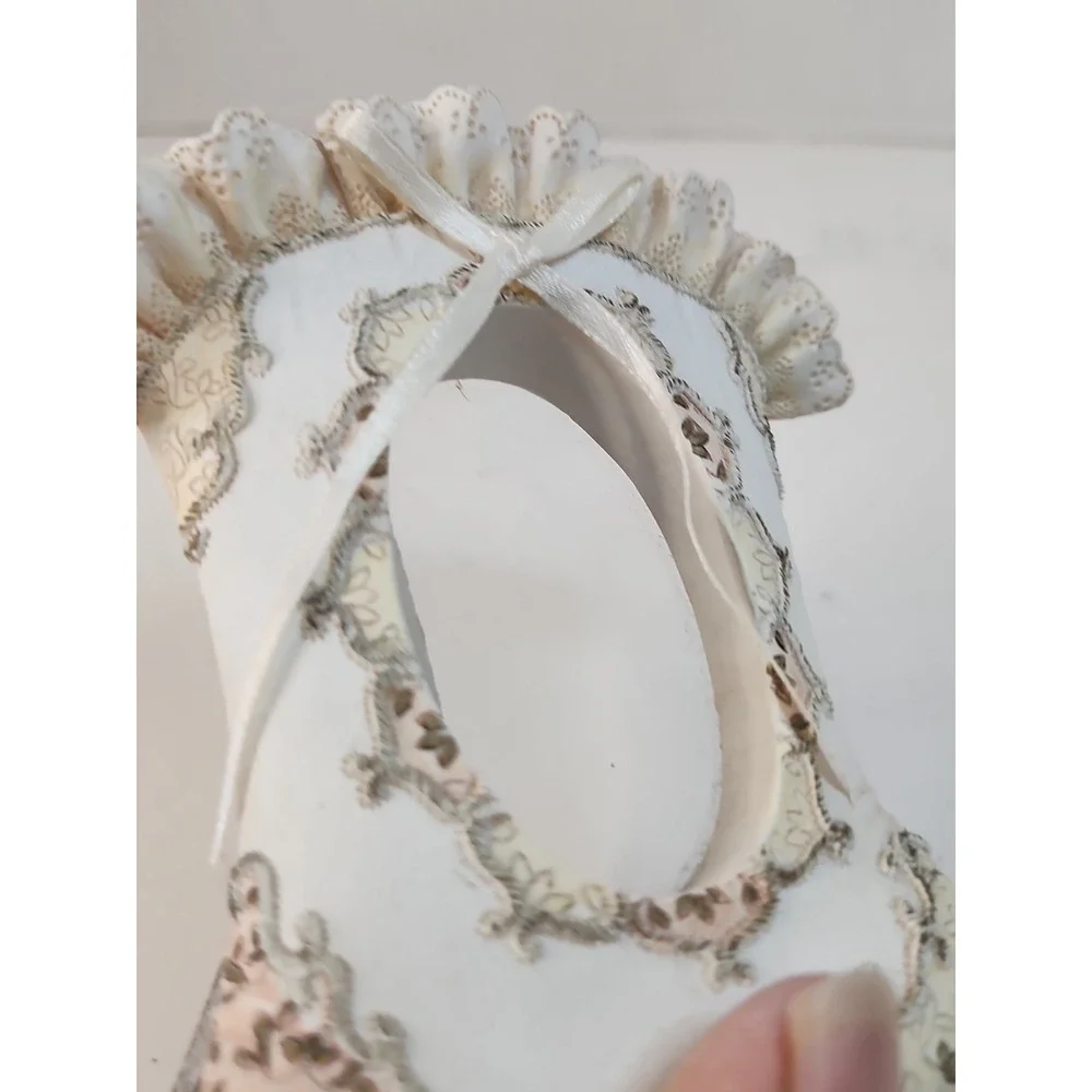 Rich Collection Molded Resin Boot Photo Frame Cream Faux Lace Detail Shabby Chic
